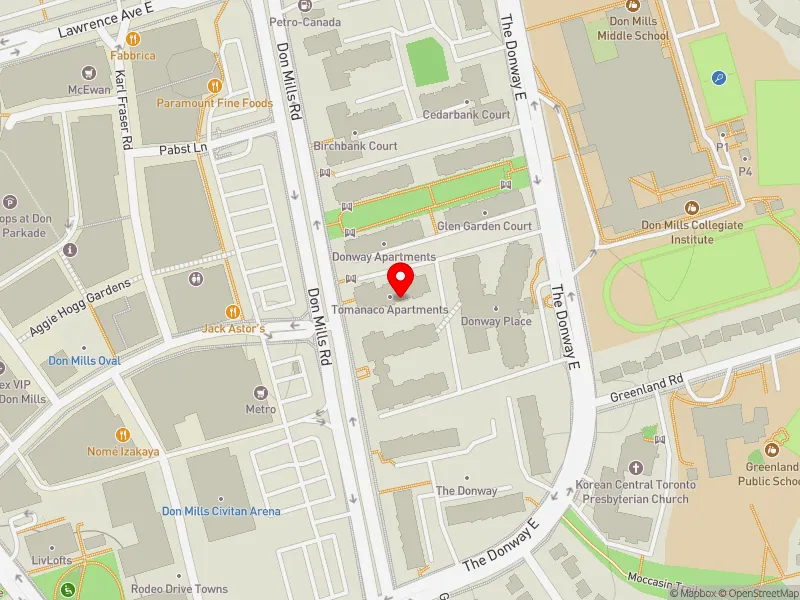 RentSafeTO apartment evaluation map view of 1059 DON MILLS RD in Don Valley East, Toronto