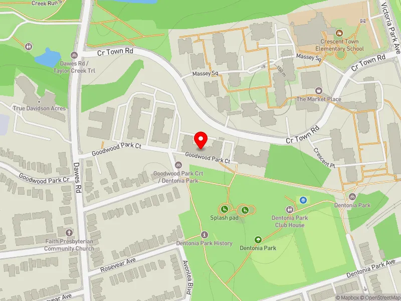 RentSafeTO apartment evaluation map view of 106 GOODWOOD PARK CRT in Beaches-East York, Toronto