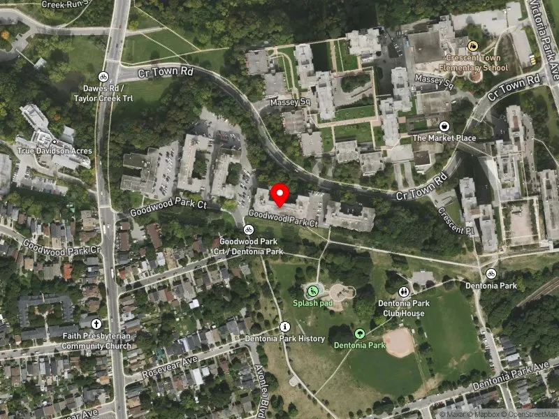 RentSafeTO apartment evaluation satellite view of 106 GOODWOOD PARK CRT in Beaches-East York, Toronto