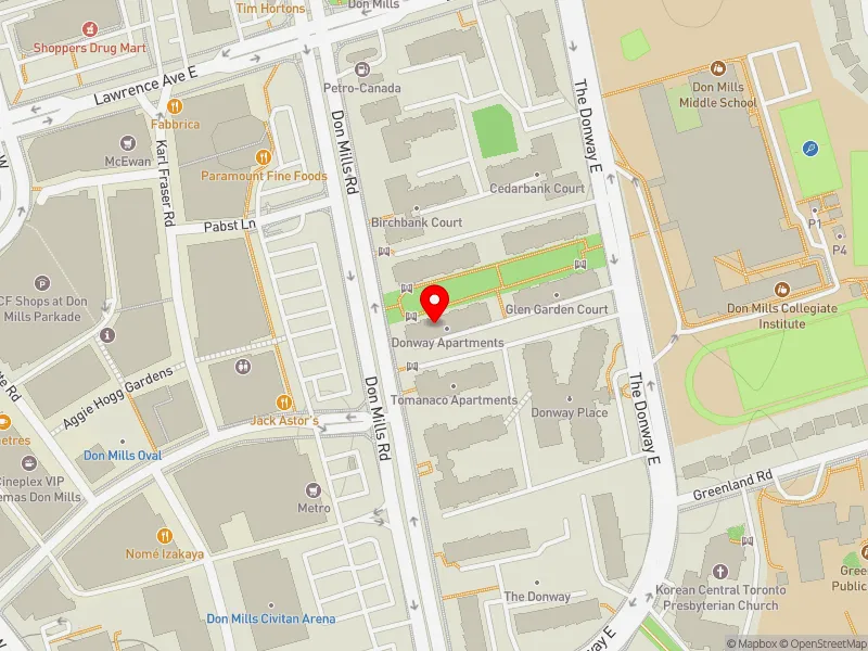 RentSafeTO apartment evaluation map view of 1061 DON MILLS RD in Don Valley East, Toronto