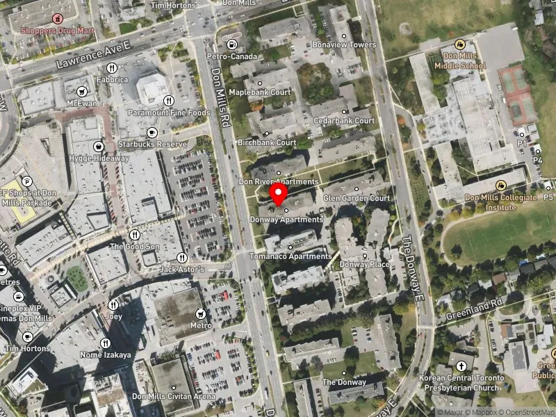 RentSafeTO apartment evaluation satellite view of 1061 DON MILLS RD in Don Valley East, Toronto