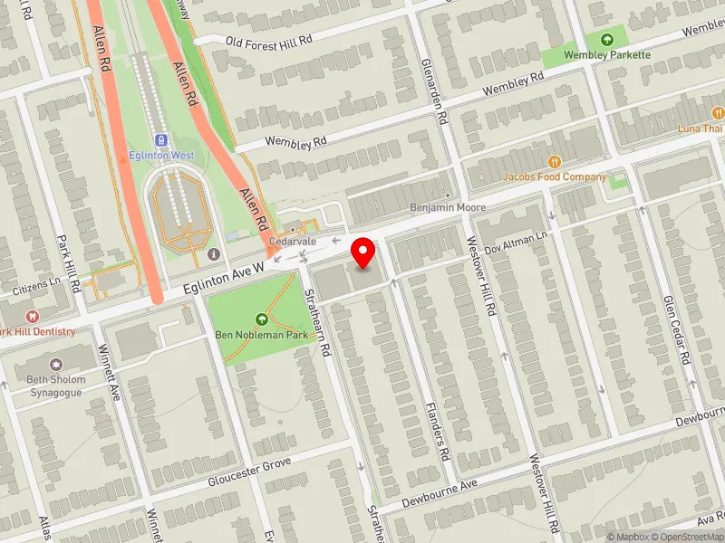 RentSafeTO apartment evaluation map view of 1065 EGLINTON AVE W in Toronto-St. Paul's, Toronto