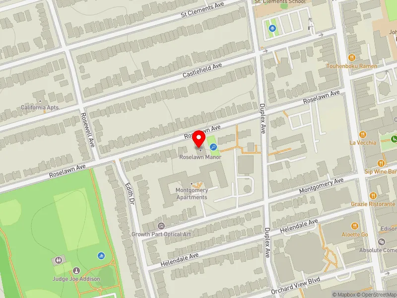 RentSafeTO apartment evaluation map view of 107 ROSELAWN AVE in Eglinton-Lawrence, Toronto