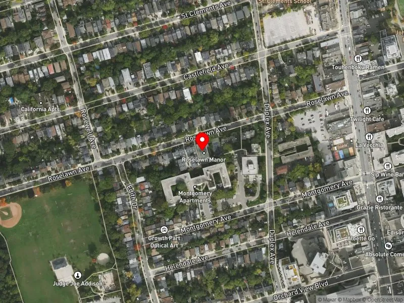 RentSafeTO apartment evaluation satellite view of 107 ROSELAWN AVE in Eglinton-Lawrence, Toronto