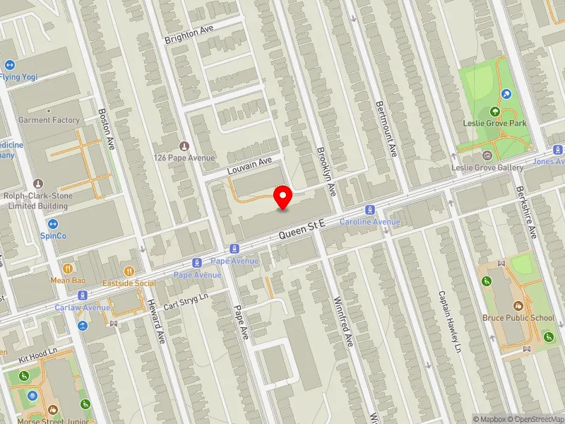 RentSafeTO apartment evaluation map view of 1070 QUEEN ST E in Toronto-Danforth, Toronto