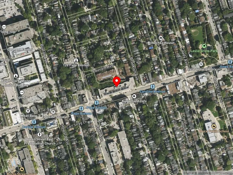 RentSafeTO apartment evaluation satellite view of 1070 QUEEN ST E in Toronto-Danforth, Toronto