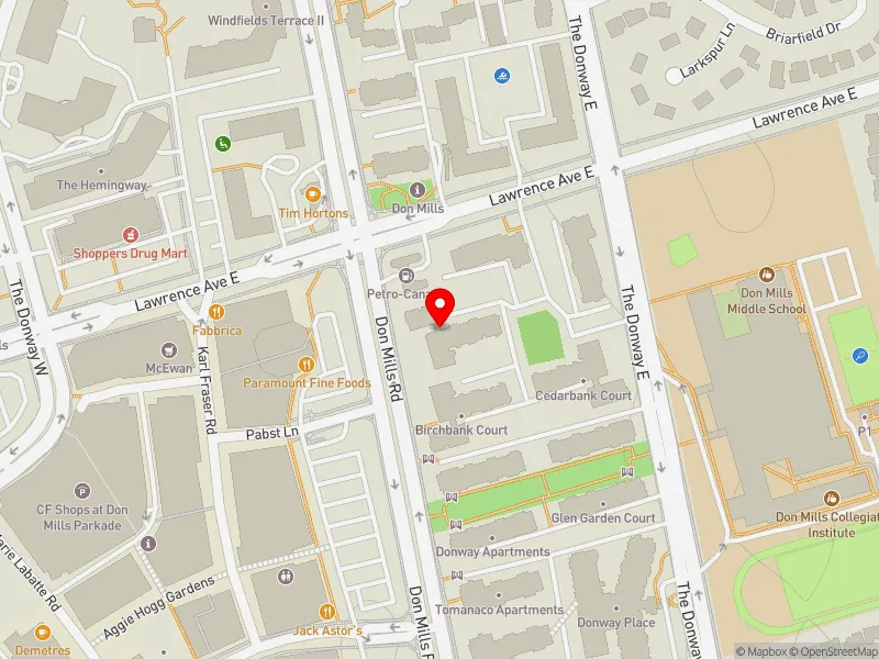 RentSafeTO apartment evaluation map view of 1071 DON MILLS RD in Don Valley East, Toronto