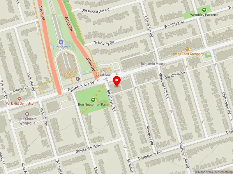 RentSafeTO apartment evaluation map view of 1071 EGLINTON AVE W in Toronto-St. Paul's, Toronto