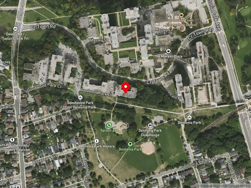 RentSafeTO apartment evaluation satellite view of 108 GOODWOOD PARK CRT in Beaches-East York, Toronto