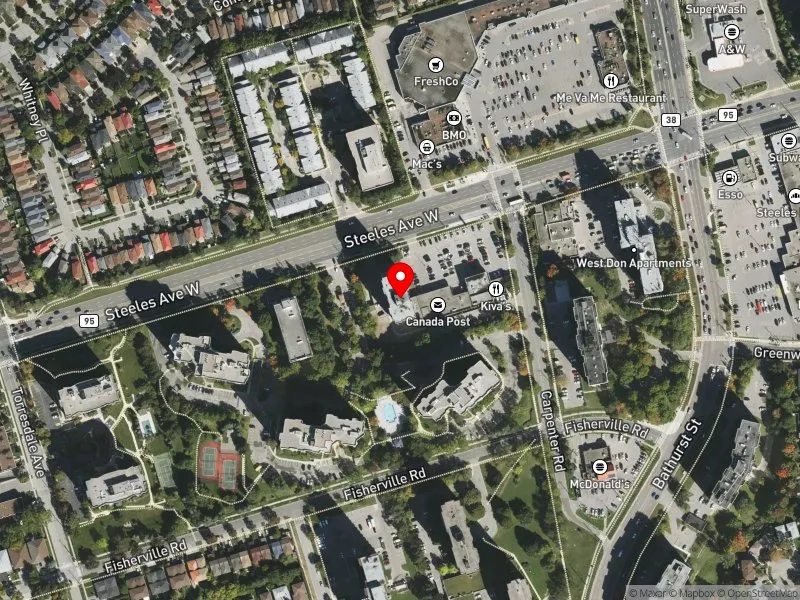 RentSafeTO apartment evaluation satellite view of 1085 STEELES AVE W in York Centre, Toronto