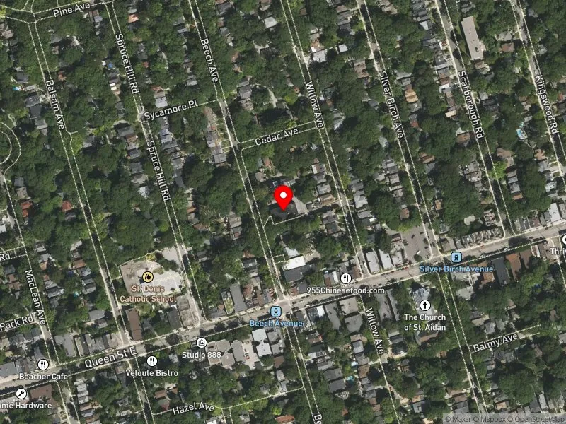 RentSafeTO apartment evaluation satellite view of 109 BEECH AVE in Beaches-East York, Toronto