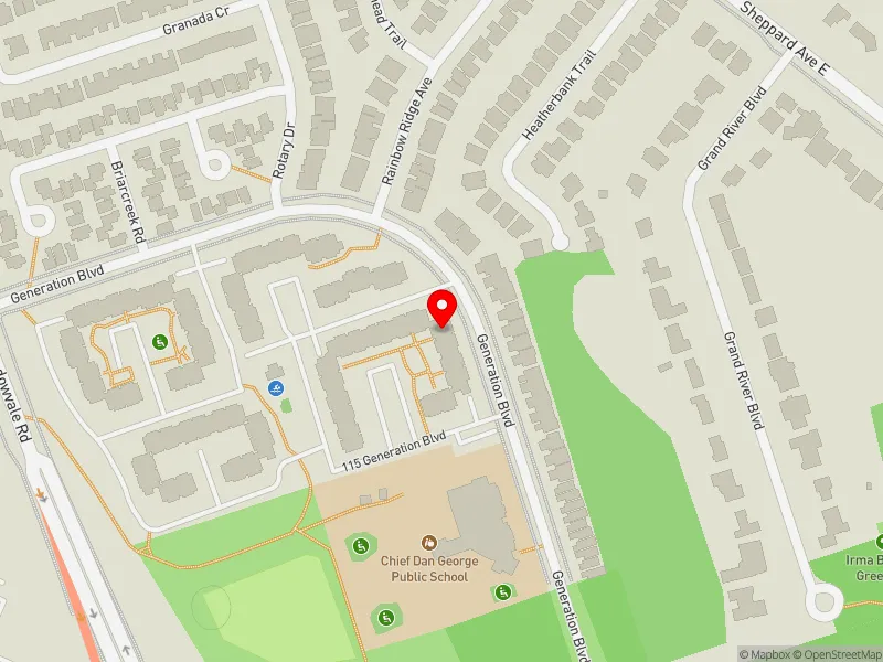 RentSafeTO apartment evaluation map view of 109 GENERATION BLVD in Scarborough-Rouge Park, Toronto