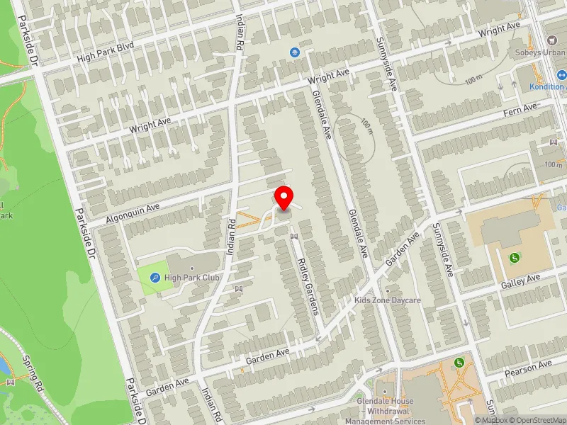 RentSafeTO apartment evaluation map view of 109 INDIAN RD in Parkdale-High Park, Toronto