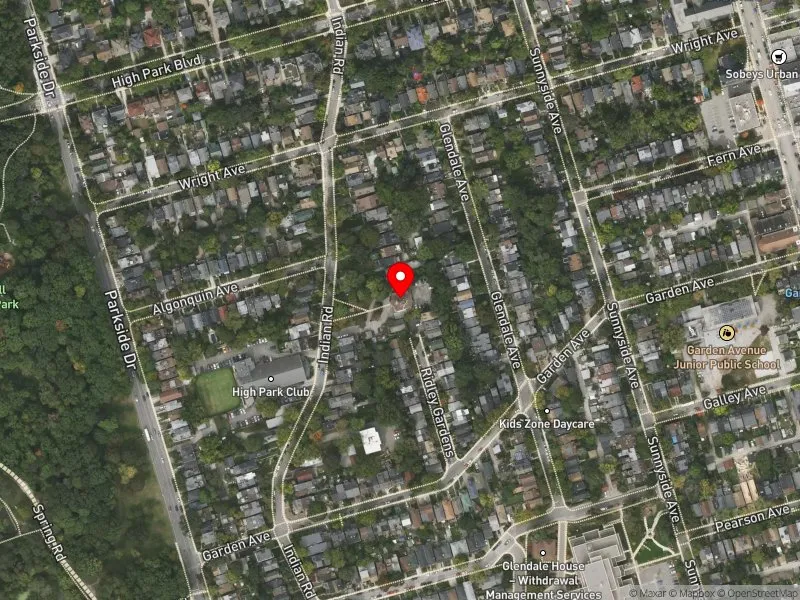 RentSafeTO apartment evaluation satellite view of 109 INDIAN RD in Parkdale-High Park, Toronto