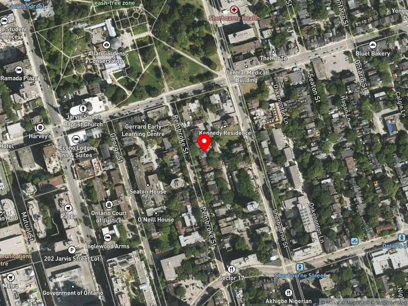 RentSafeTO apartment evaluation satellite view of 109 PEMBROKE ST in Toronto Centre, Toronto