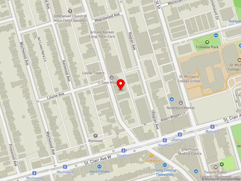 RentSafeTO apartment evaluation map view of 109 VAUGHAN RD in Toronto-St. Paul's, Toronto