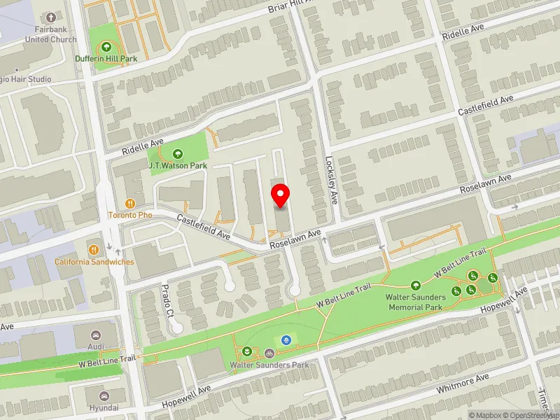 RentSafeTO apartment evaluation map view of 1090 ROSELAWN AVE in Eglinton-Lawrence, Toronto