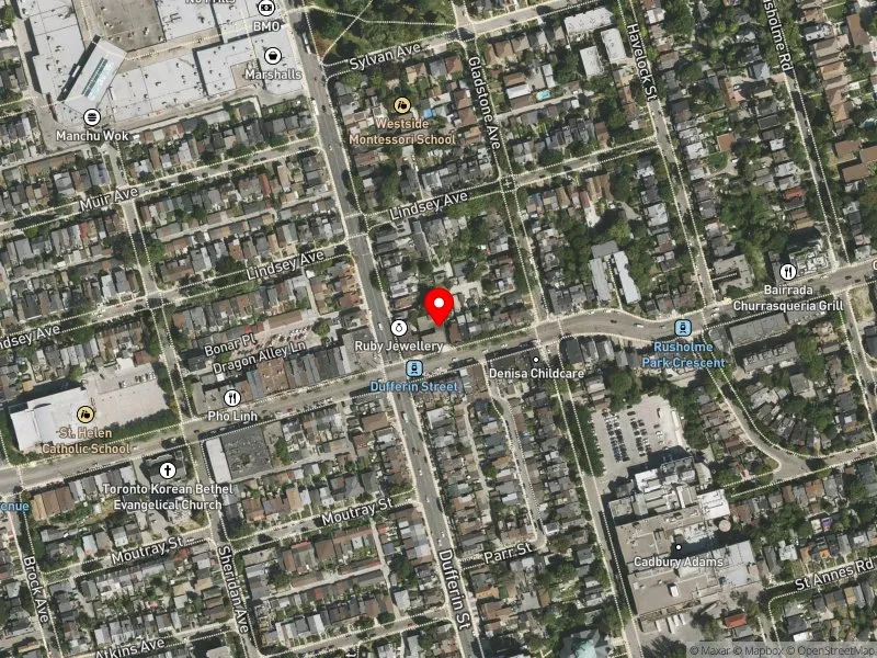 RentSafeTO apartment evaluation satellite view of 1094 COLLEGE ST in Davenport, Toronto