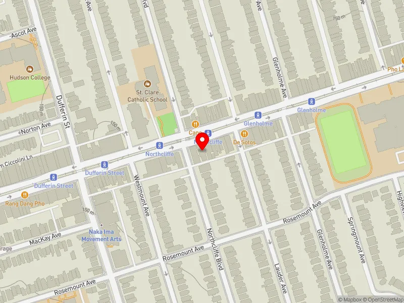 RentSafeTO apartment evaluation map view of 1095 ST CLAIR AVE W in Davenport, Toronto