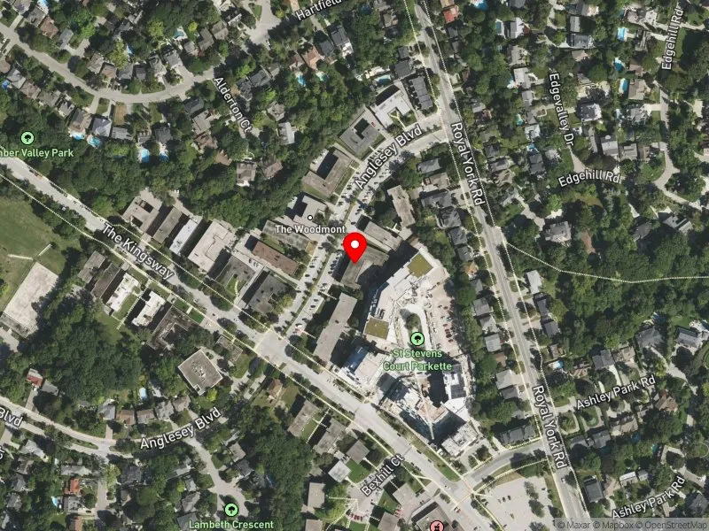 RentSafeTO apartment evaluation satellite view of 11 ANGLESEY BLVD in Etobicoke Centre, Toronto