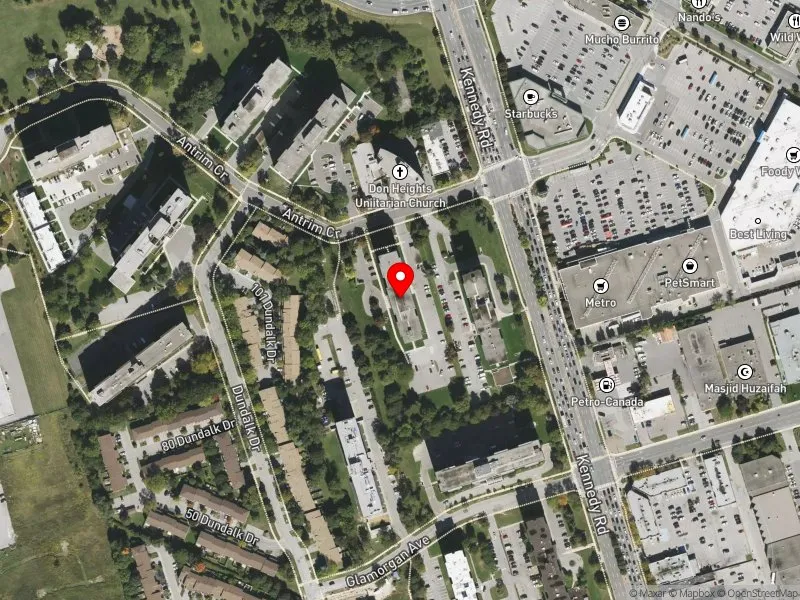 RentSafeTO apartment evaluation satellite view of 11 ANTRIM CRES in Scarborough Centre, Toronto