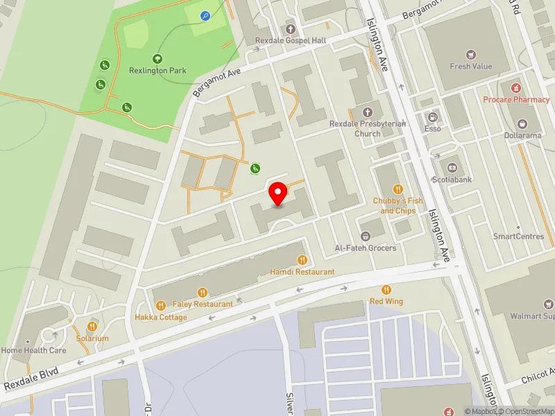 RentSafeTO apartment evaluation map view of 11 BERGAMOT AVE in Etobicoke North, Toronto