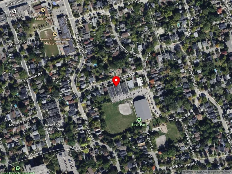 RentSafeTO apartment evaluation satellite view of 11 BIRCHLEA AVE in Etobicoke-Lakeshore, Toronto