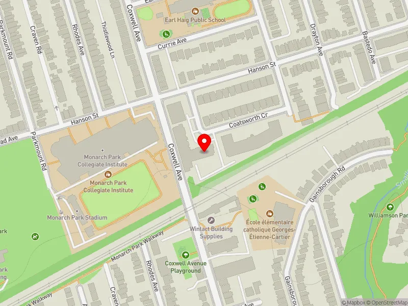 RentSafeTO apartment evaluation map view of 11 COATSWORTH CRES in Beaches-East York, Toronto