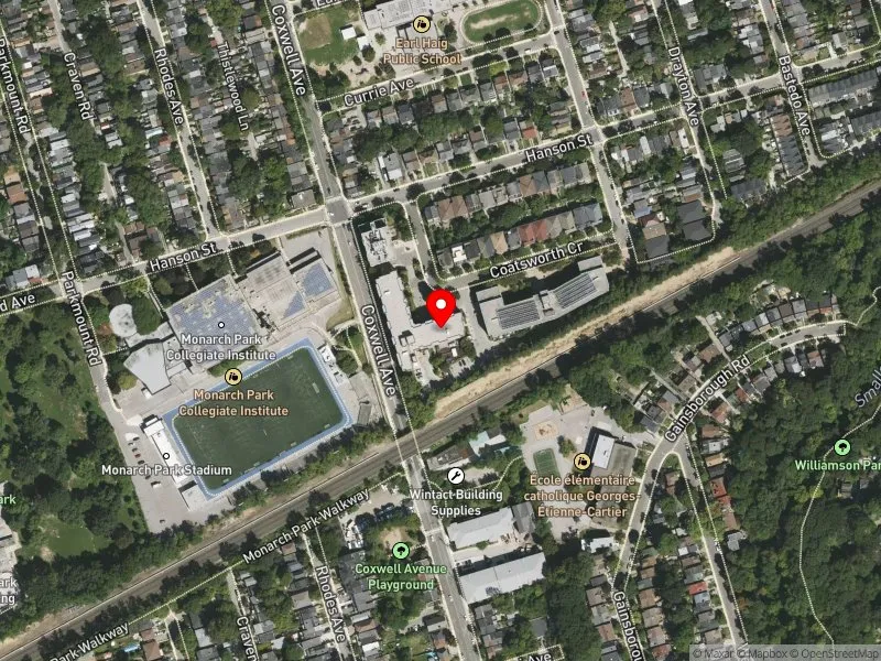 RentSafeTO apartment evaluation satellite view of 11 COATSWORTH CRES in Beaches-East York, Toronto