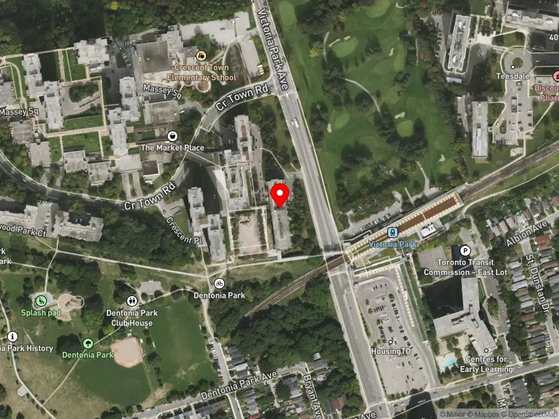 RentSafeTO apartment evaluation satellite view of 11 CRESCENT PL in Beaches-East York, Toronto