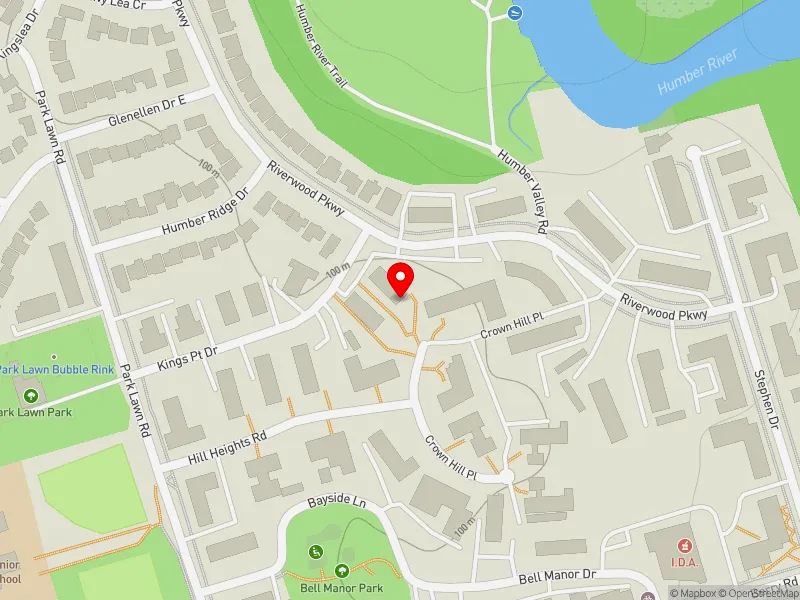 RentSafeTO apartment evaluation map view of 11 CROWN HILL PL in Etobicoke-Lakeshore, Toronto