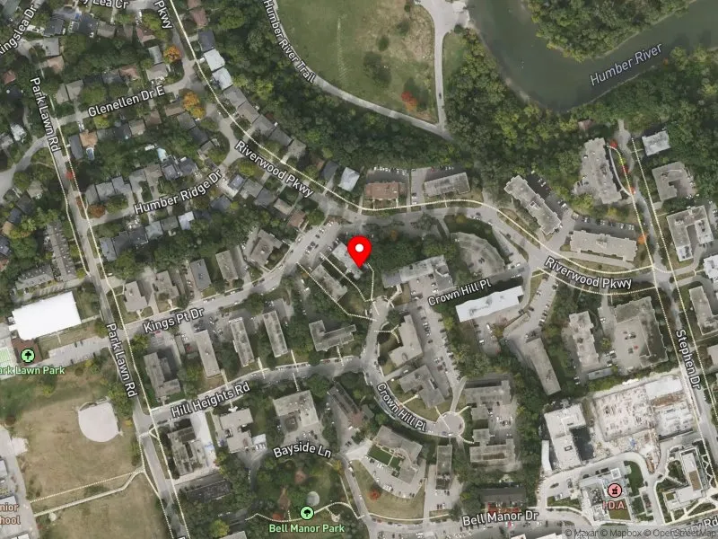 RentSafeTO apartment evaluation satellite view of 11 CROWN HILL PL in Etobicoke-Lakeshore, Toronto