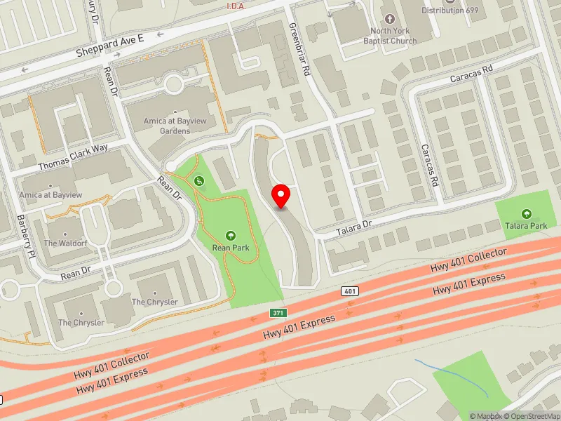 RentSafeTO apartment evaluation map view of 11 DERVOCK CRES in Don Valley North, Toronto