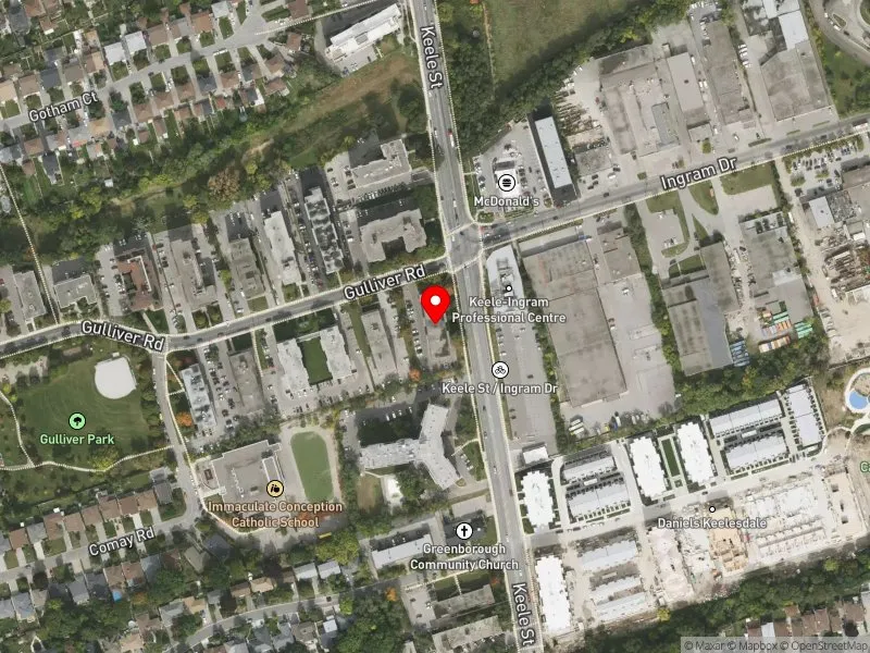 RentSafeTO apartment evaluation satellite view of 11 GULLIVER RD in York South-Weston, Toronto