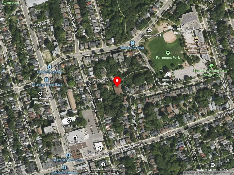 RentSafeTO apartment evaluation satellite view of 11 NEWBOLD AVE in Beaches-East York, Toronto