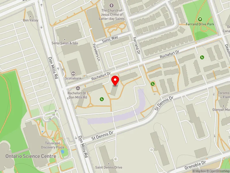 RentSafeTO apartment evaluation map view of 11 ROCHEFORT DR in Don Valley East, Toronto