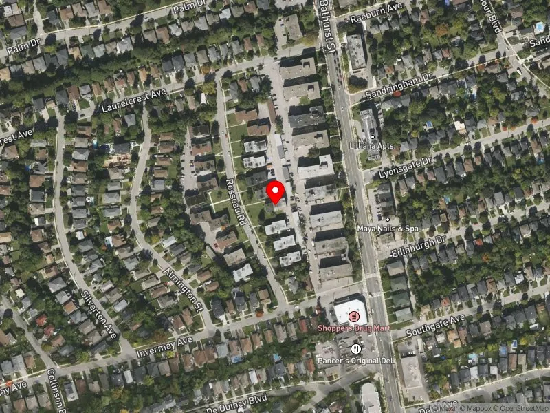 RentSafeTO apartment evaluation satellite view of 11 ROSSEAU RD in York Centre, Toronto