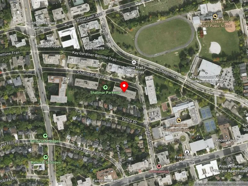 RentSafeTO apartment evaluation satellite view of 11 SHALLMAR BLVD in Eglinton-Lawrence, Toronto