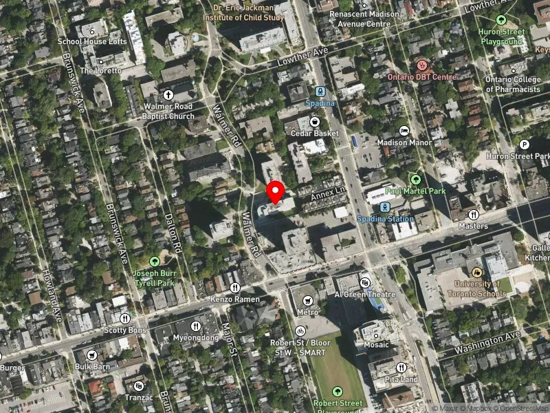 RentSafeTO apartment evaluation satellite view of 11 WALMER RD in University-Rosedale, Toronto