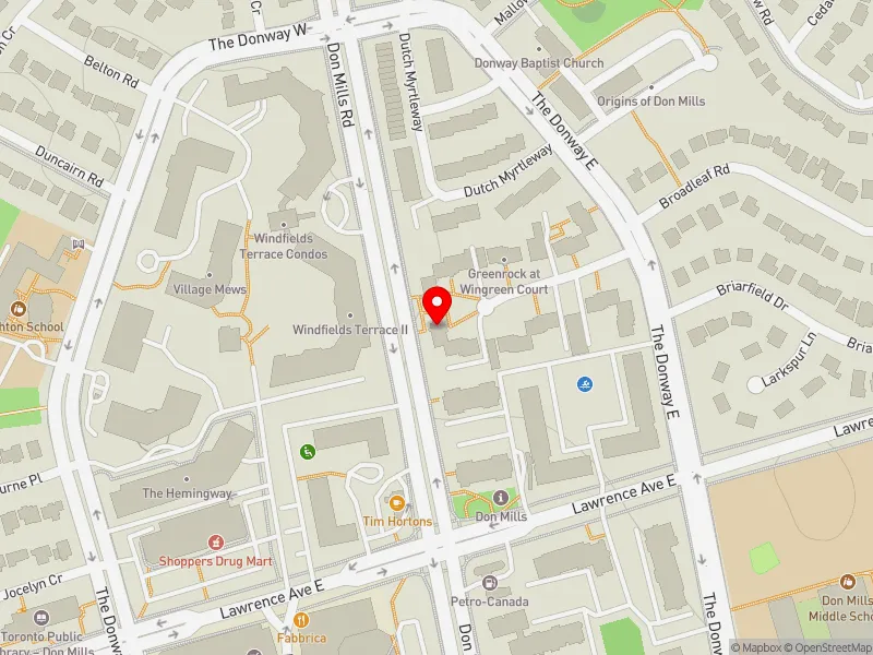 RentSafeTO apartment evaluation map view of 11 WINGREEN CRT in Don Valley East, Toronto