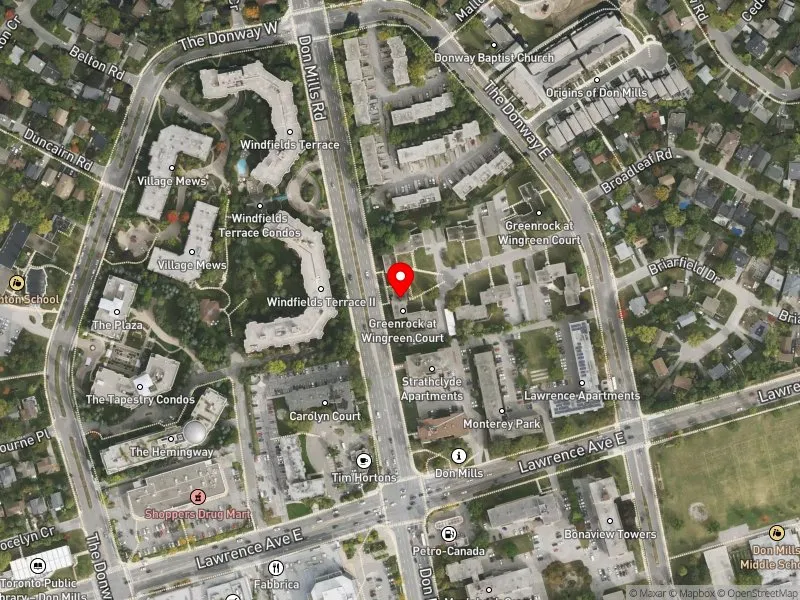 RentSafeTO apartment evaluation satellite view of 11 WINGREEN CRT in Don Valley East, Toronto
