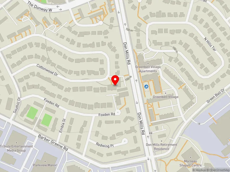 RentSafeTO apartment evaluation map view of 110 COTTONWOOD DR in Don Valley East, Toronto