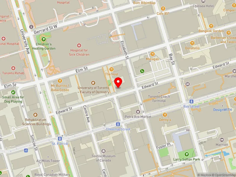 RentSafeTO apartment evaluation map view of 110 EDWARD ST in University-Rosedale, Toronto