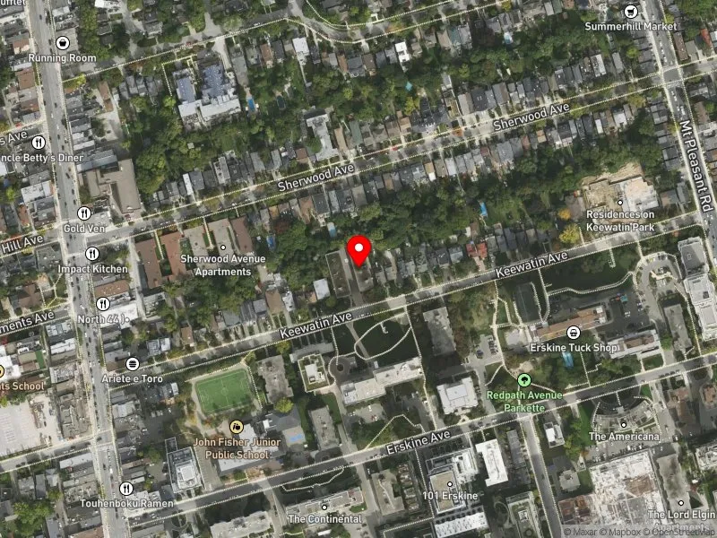 RentSafeTO apartment evaluation satellite view of 110 KEEWATIN AVE in Don Valley West, Toronto