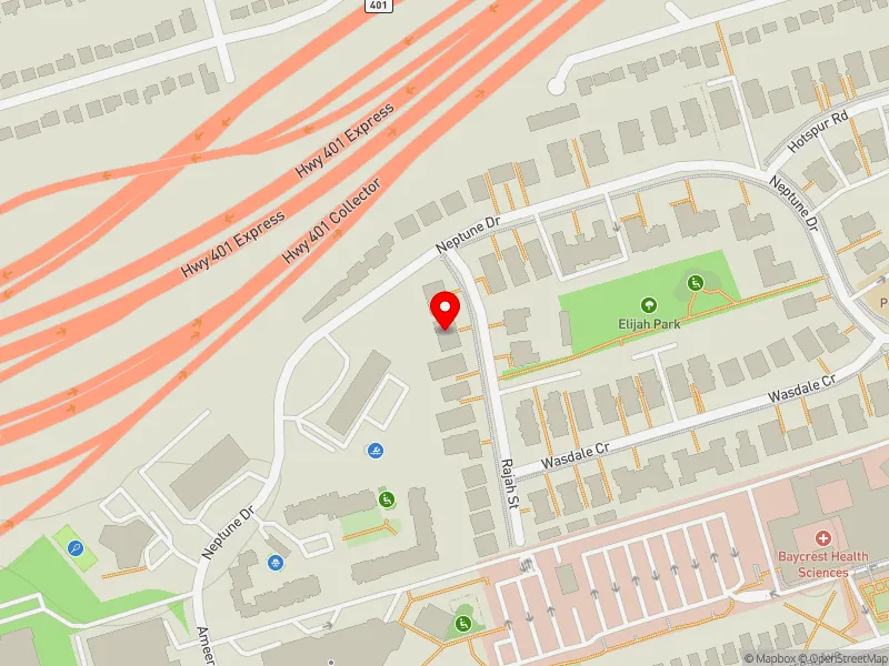 RentSafeTO apartment evaluation map view of 110 RAJAH ST in Eglinton-Lawrence, Toronto