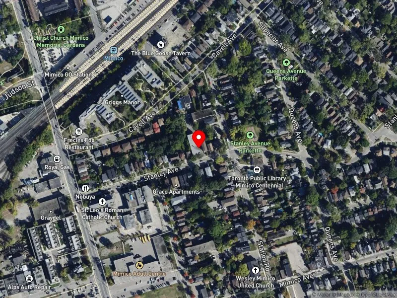 RentSafeTO apartment evaluation satellite view of 110 STANLEY AVE in Etobicoke-Lakeshore, Toronto