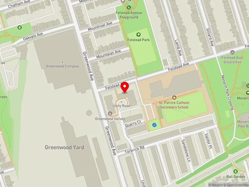 RentSafeTO apartment evaluation map view of 110 UNITY RD in Toronto-Danforth, Toronto