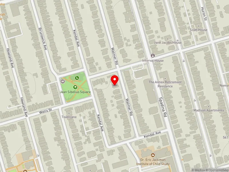 RentSafeTO apartment evaluation map view of 110 WALMER RD in University-Rosedale, Toronto