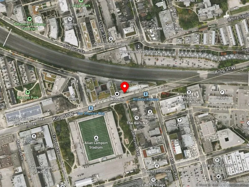 RentSafeTO apartment evaluation satellite view of 1100 KING ST W in Spadina-Fort York, Toronto