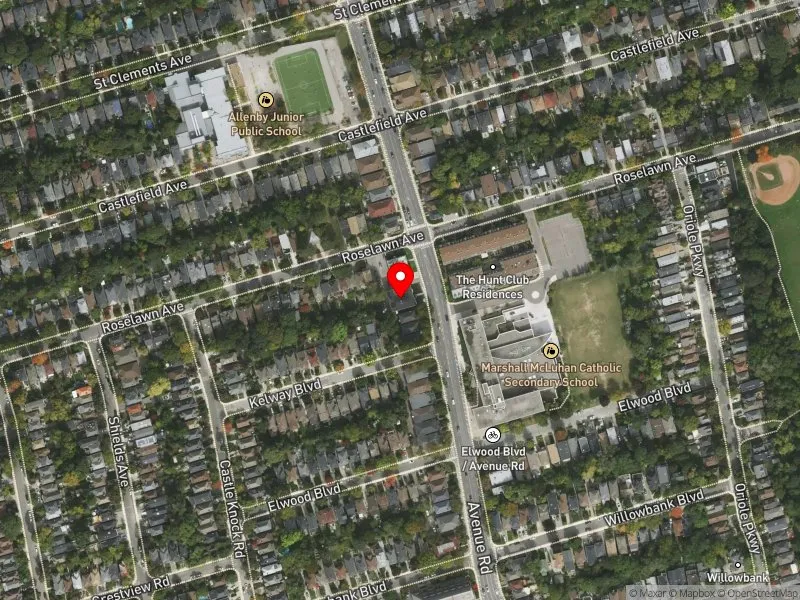 RentSafeTO apartment evaluation satellite view of 1106 AVENUE RD in Eglinton-Lawrence, Toronto